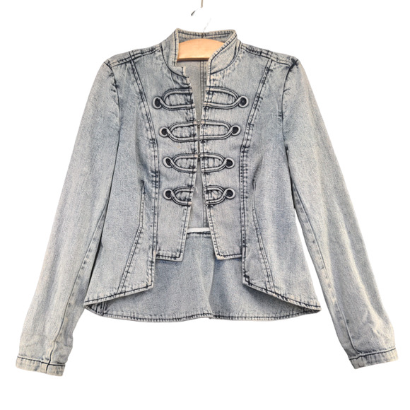 Allen B. by Allen Schwartz Women's Denim Jean Jacket Blue Medium Hook & Eye - Picture 1 of 14